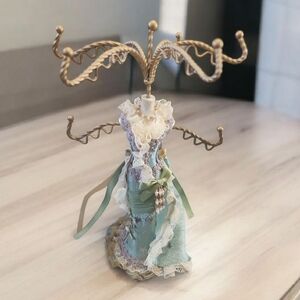 Vintage-Inspired Jewelry Stand with Gold Accents